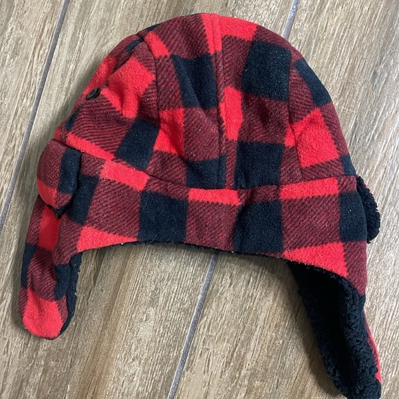 Baby Gap Red & Black Buffalo Plaid Trapper Hat in size Medium/Large - Picture 3 of 7